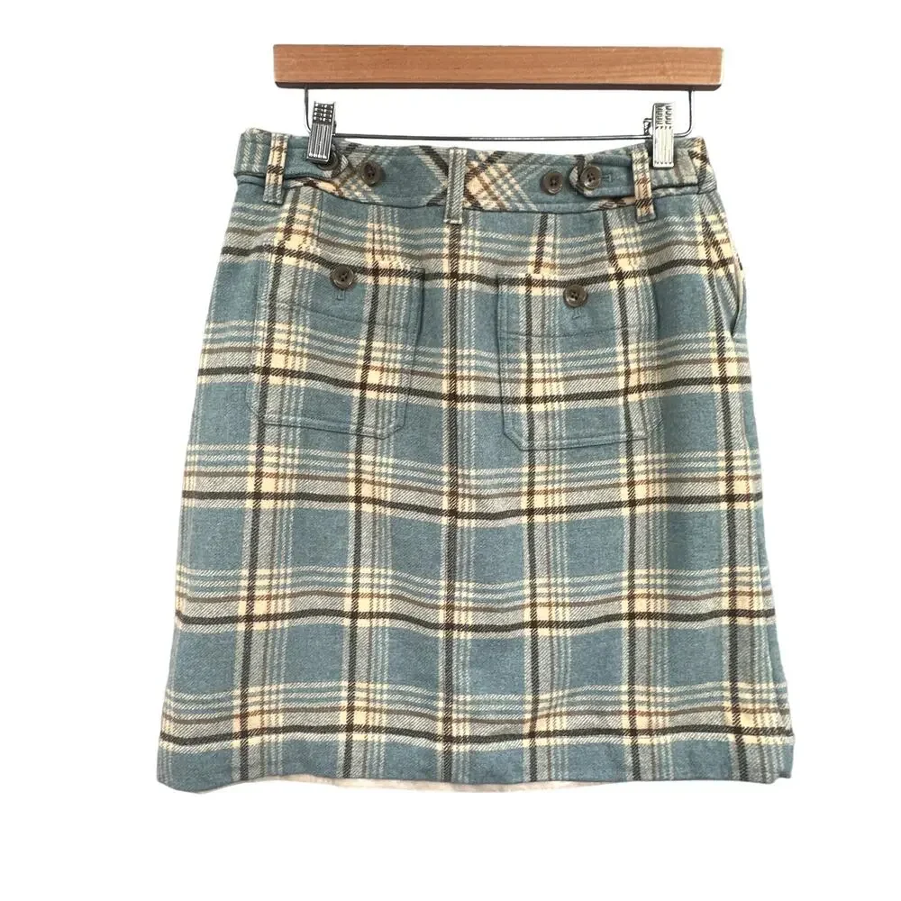 Eddie Bauer Mini Skirt 4 Plaid Wool Sage Lined Preppy Academia School Girl Punk